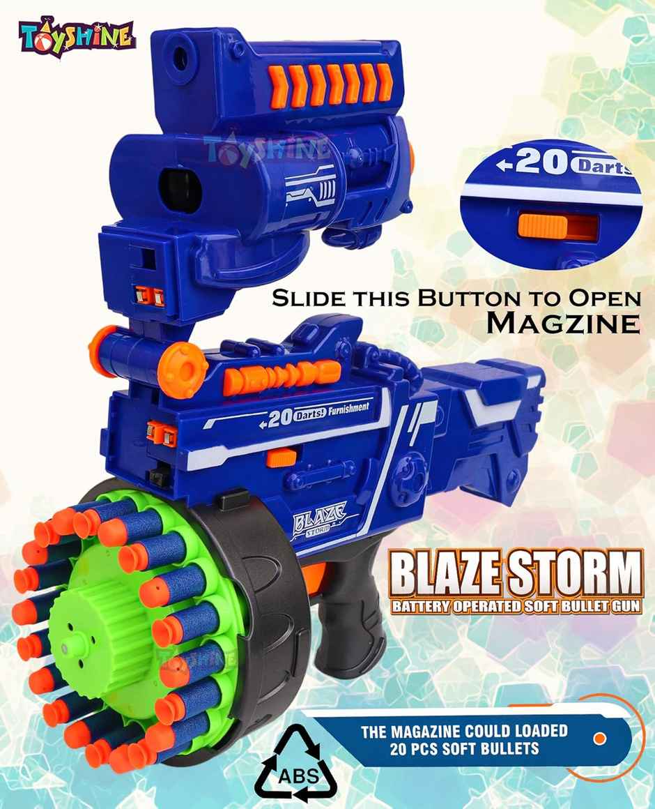 Toyshine Blaze Storm Soft Bullet Gun with 40 Darts Included, Blue
