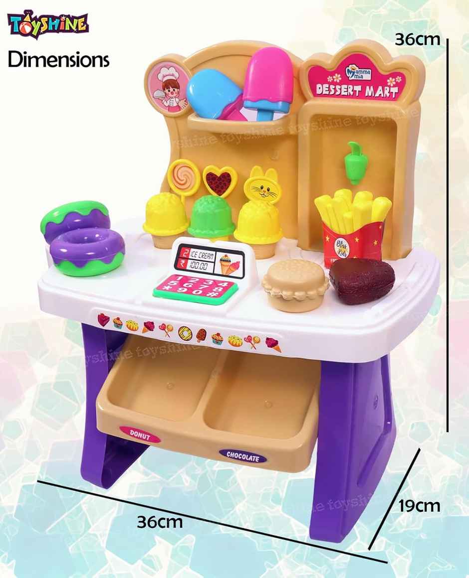 Toyshine Kid Supermarket Shop With Sound Effects for Kids | 19 Pcs | Pink | Ages 3+