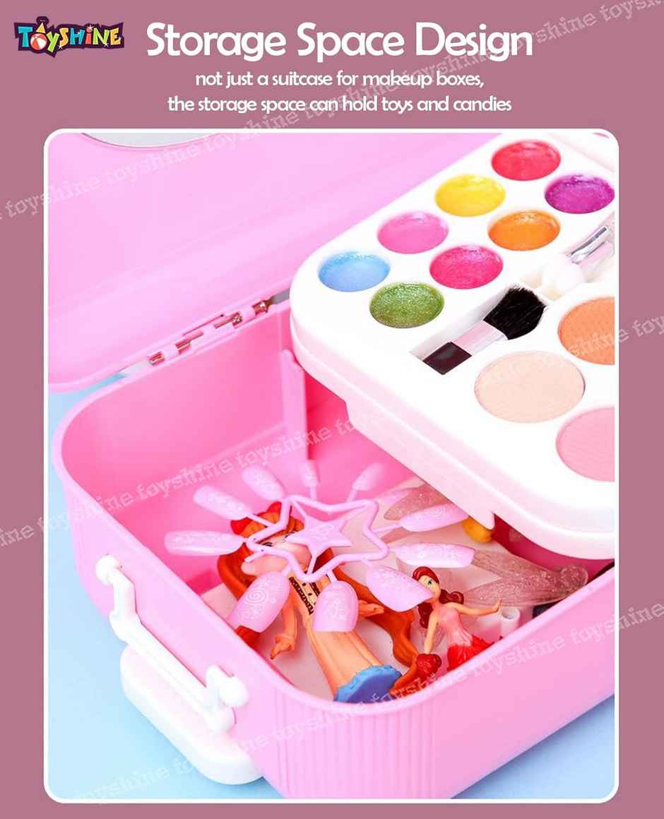 Toyshine 2-in-1 Cosmetic Makeup & Nail Art Kit with Trolley Bag