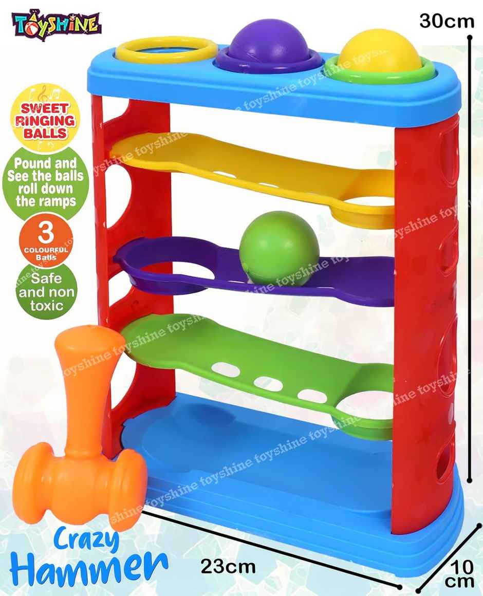 Toyshine Ramp Race Slope Rolling Hammer Toy Set With 3 Balls For Kids Pound