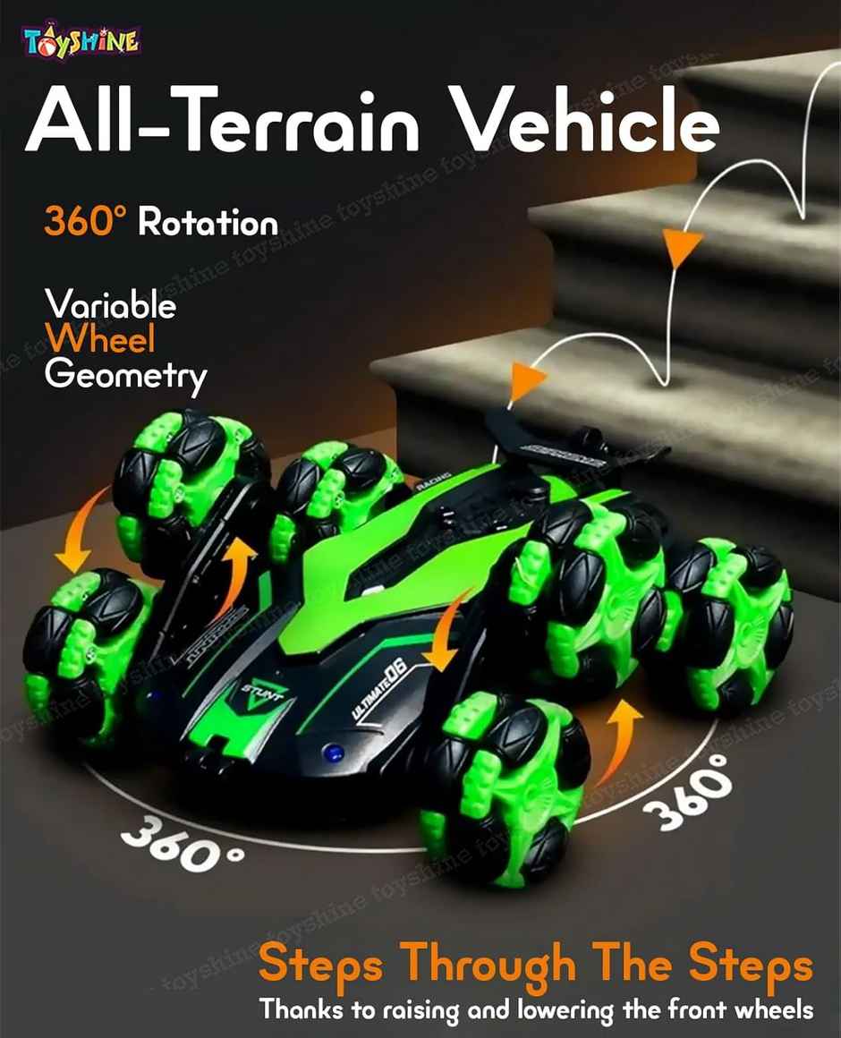 Toyshine 6 Wheels 360� Rotating Remote Control Stunt Car Swing Arm Off Road 2.4Ghz Assorted