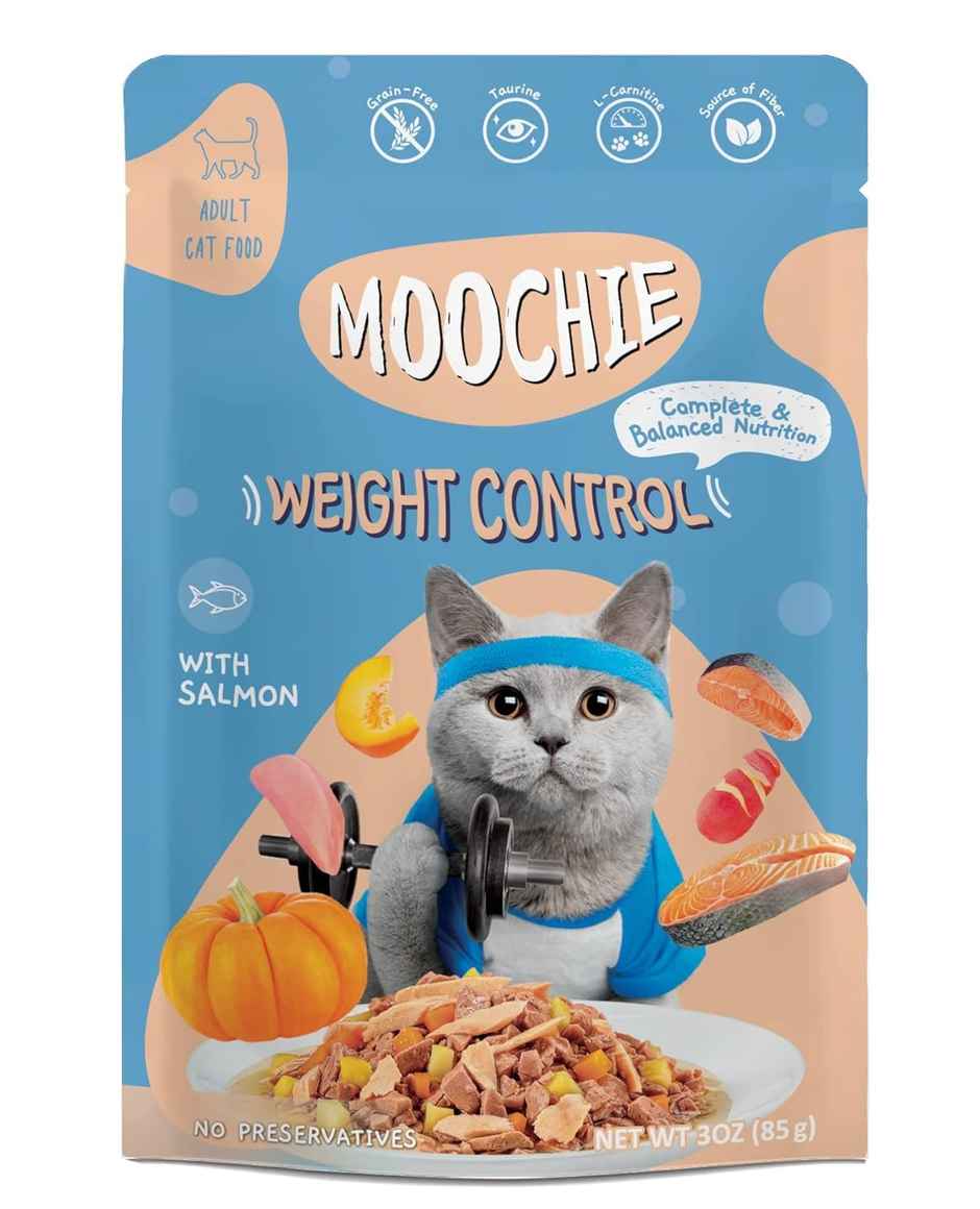 Moochie Cat Wet Food - Weight Control - Mince With Salmon Gravy | Grain-Free & No Preservative