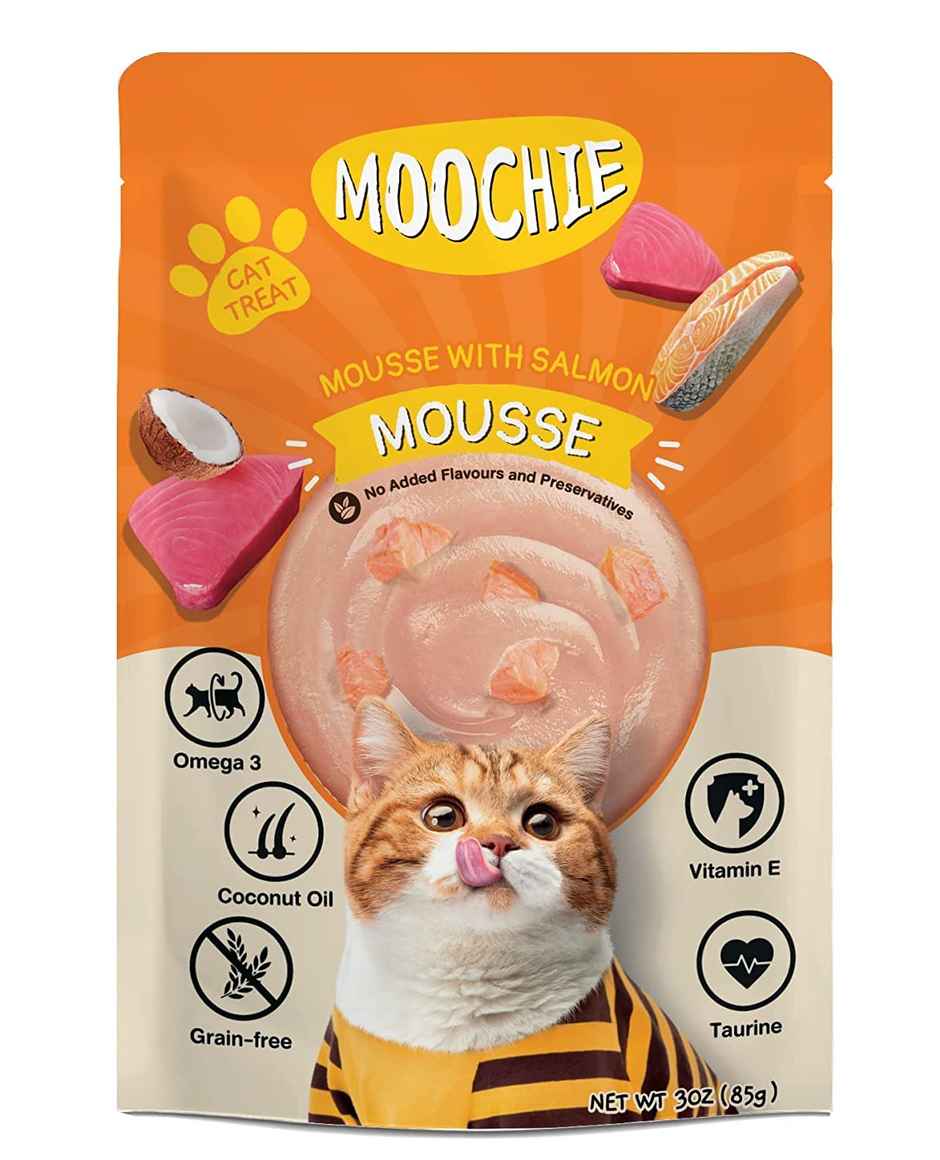 Moochie Cat Wet Food - Mousse With Salmon In Gravy | Grain-Free & No Preservative