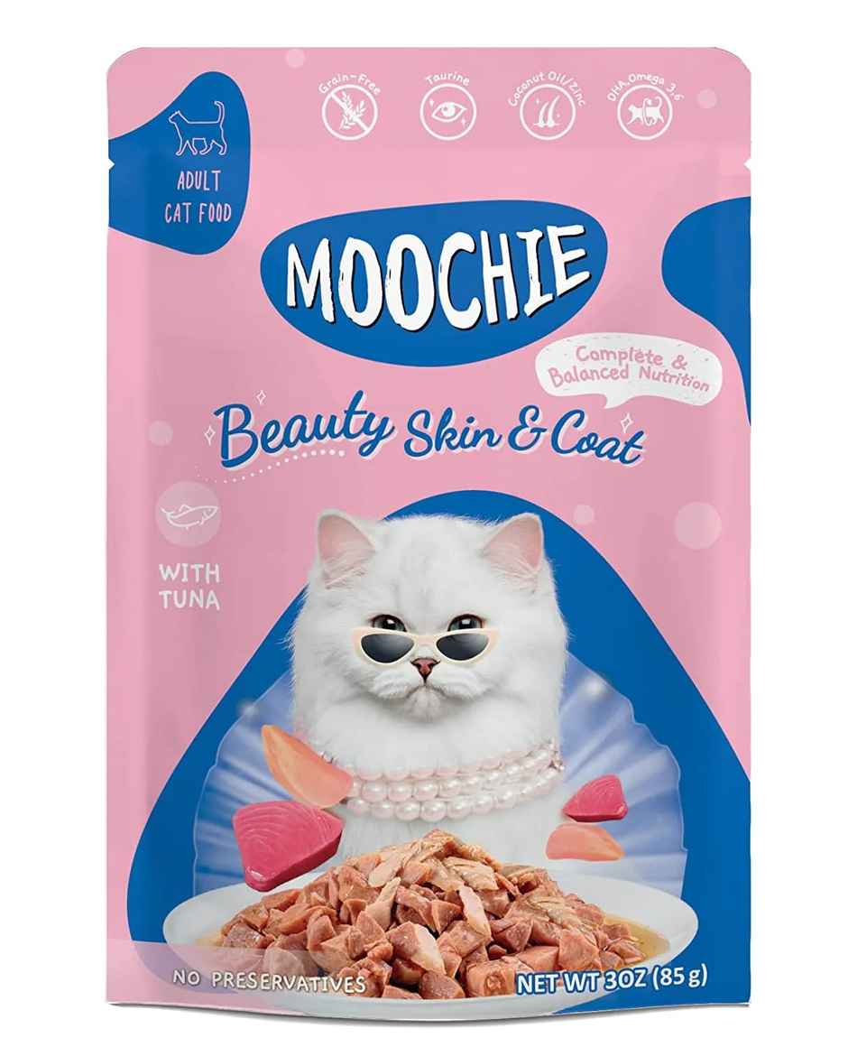 Moochie Cat Wet Food - Beauty Skin - Mince With Tuna Gravy | Grain-Free & No Preservative