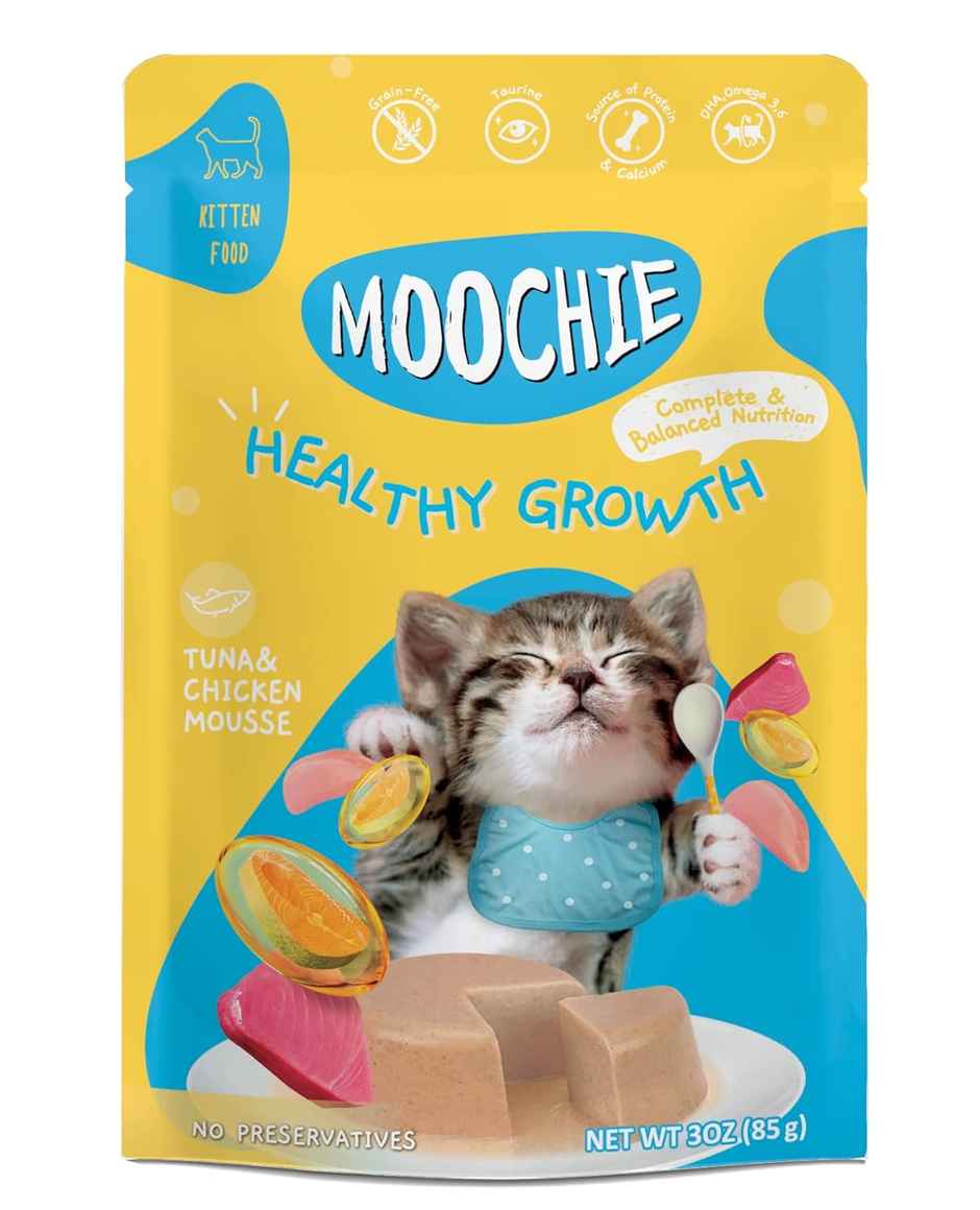 Moochie Cat Wet Food - Healthy Growth Chicken And Tuna Mousse Gravy | Grain-Free & No Preservative