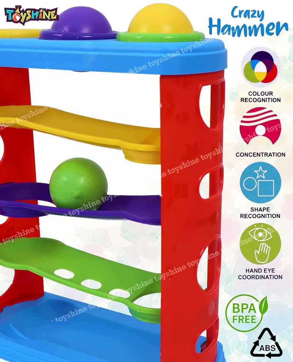 Toyshine Ramp Race Slope Rolling Hammer Toy Set With 3 Balls For Kids Pound