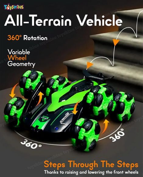 Toyshine 6 Wheels 360� Rotating Remote Control Stunt Car Swing Arm Off Road 2.4Ghz Assorted