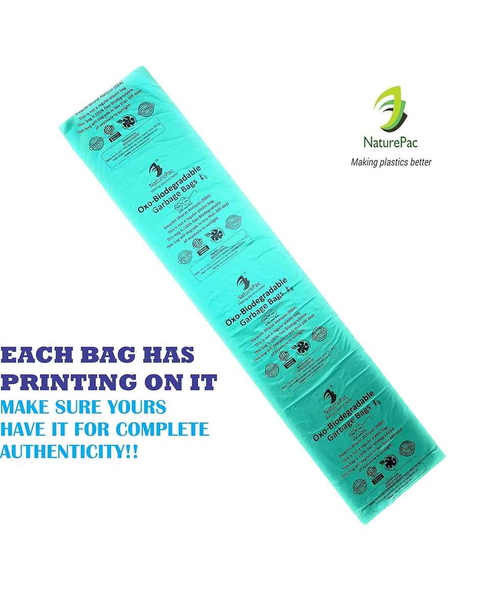 Naturepac Garbage Bag | Large | Green | Biodegradable | 24 x 32 inches | 30 pcs | Pack of 2