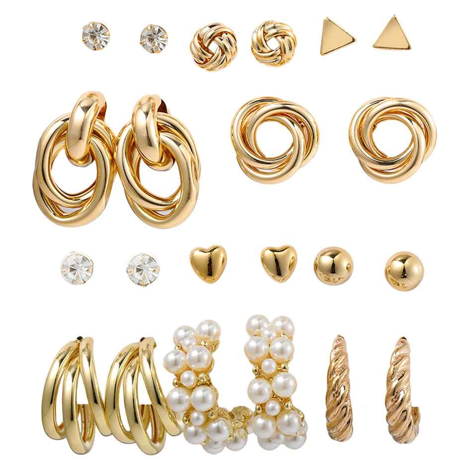 Shining Diva Fashion 11 Pairs Combo Set Latest Stylish Stud Earrings for Women and Girls Rr15824er