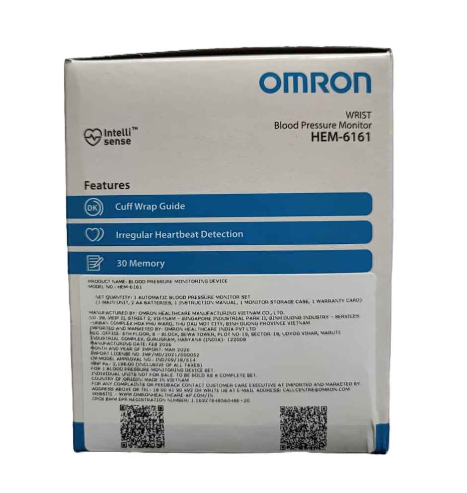 Omron HEM-6161 Wrist BP Monitor White
