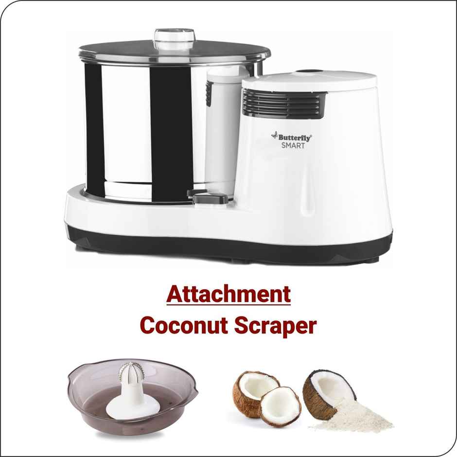 Butterfly Smart 2 Litres Table-Top Wet Grinder|150 Watts|Shockproof Abs Body-White
