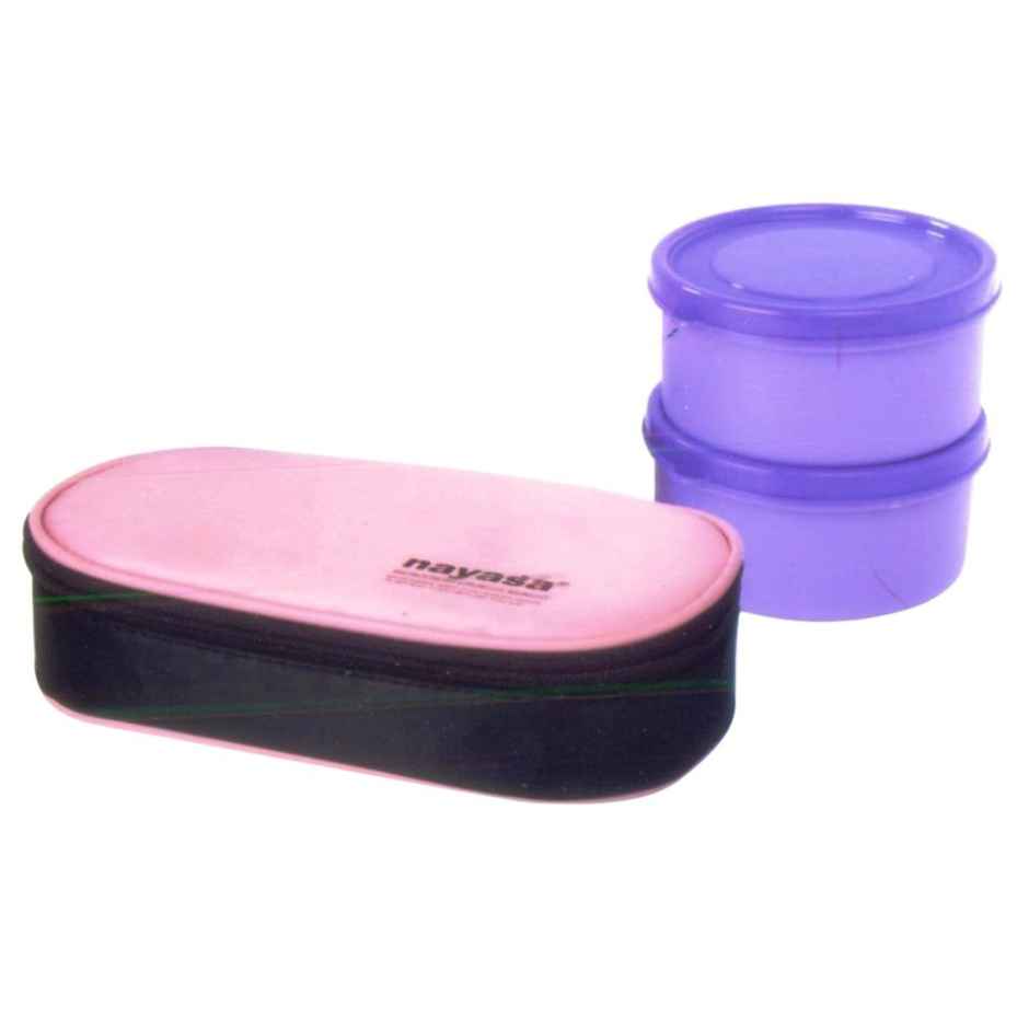 Nayasa Microfresh Crunchy Munchy Plastic Tiffin With Insulated Bag | Assorted Colour