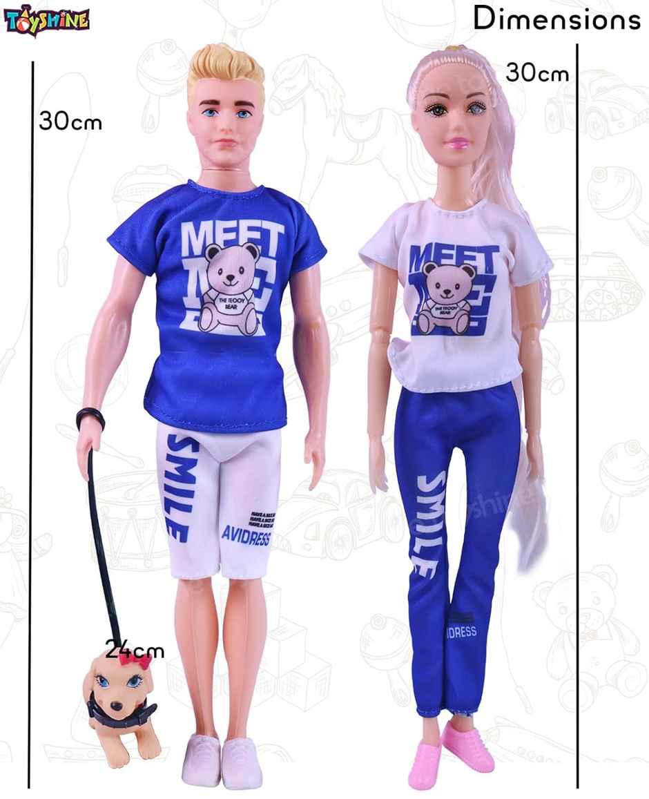 Toyshine Beautiful Summer Magic Couple Fashion Doll Toy Set For Baby Kids Dolls House Collection