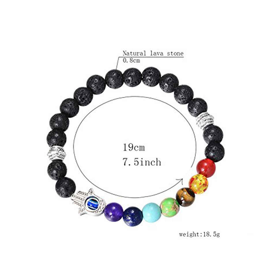 Shining Diva Fashion Spiritual Lava Rock Beads With 7 Chakra Evil Eye Unisex Bracelet | Rrsd9373b