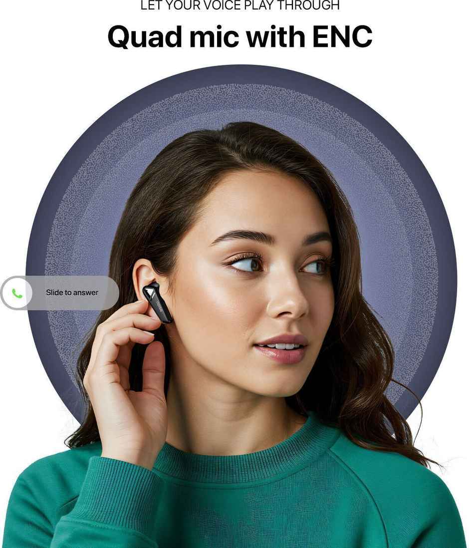 Noise Buds F1 50H Playtime 4 Mic ENC 11mm Driver Low latency Headphones | Carbon Black