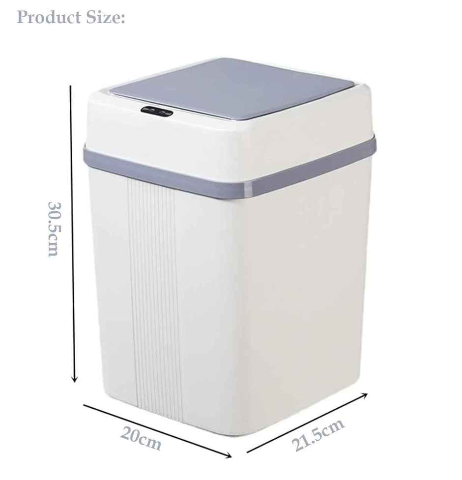 House of Quirk Plastic Smart Automatic Motion Sensor Rectangular Trash Can Square | White