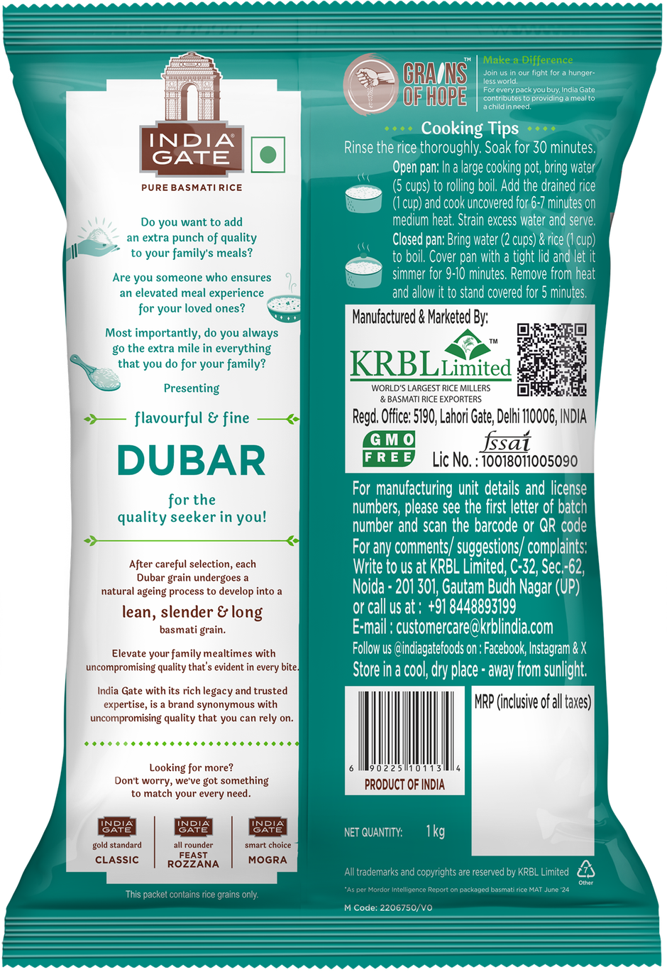 India Gate Flavourful and Fine Dubar Basmati Rice | Long and Slender Grains | Naturally Aged