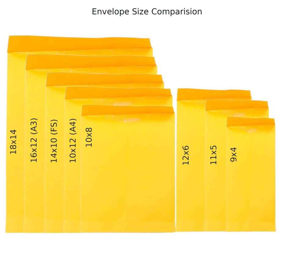Saya Yellow Laminated Envelope 10 x 12 inch | Secure Document Mailer | Pack of 50