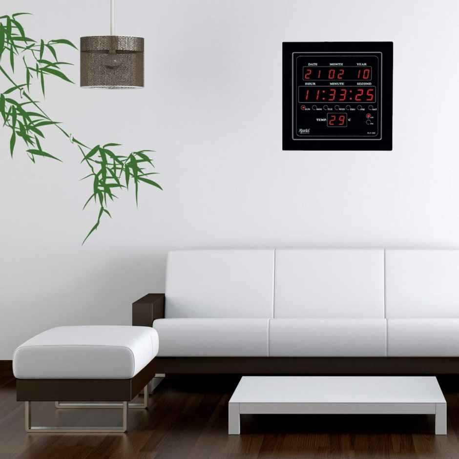 Ajanta Quartz Digital Red LED Square Wall Clock OLC - 302 ( 25.4 x 25.4 x 3.5 cm | Plastic)