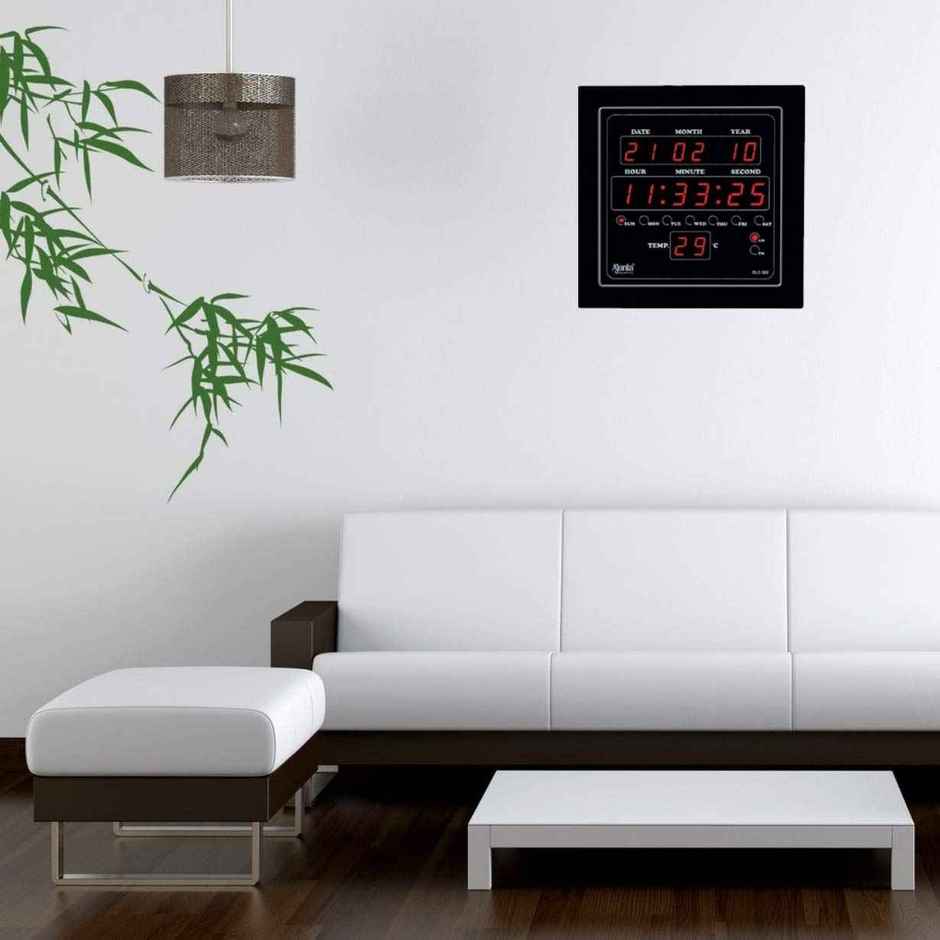 Ajanta Quartz Digital Red LED Square Wall Clock OLC - 302 ( 25.4 x 25.4 x 3.5 cm | Plastic)