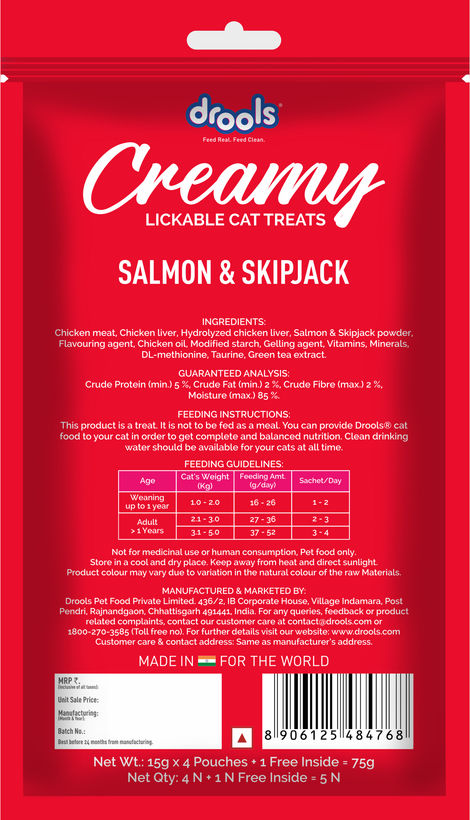 Drools Creamy Lickable Cat Treat - Salmon & Skipjack