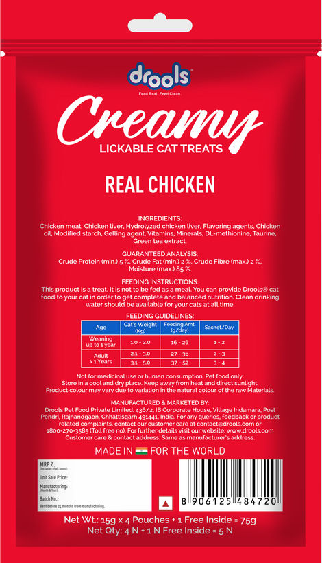 Drools Creamy Lickable Cat Treat - Real Chicken