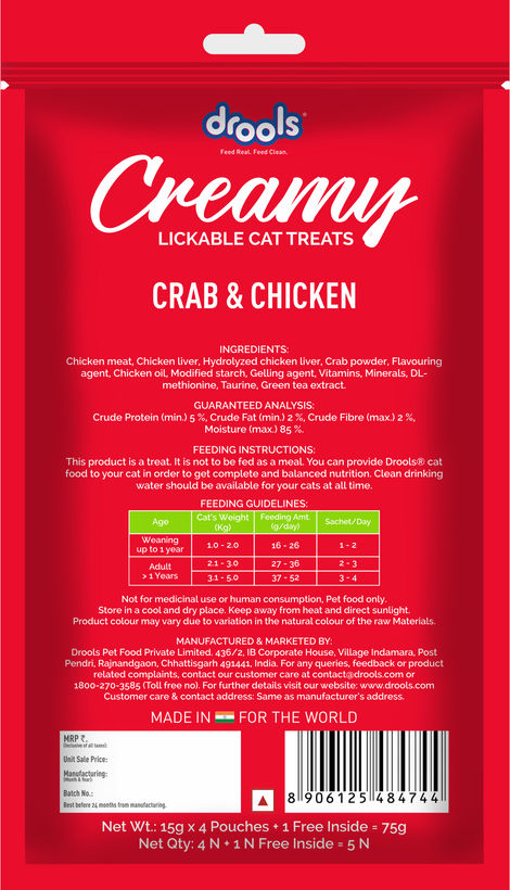 Drools Creamy Lickable Cat Treat - Crab & Chicken