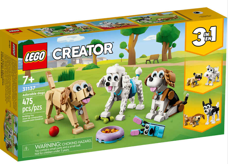 LEGO Creator Adorable Dogs 31137 Building Toy Set; Featuring Beagle, Poodle and Labrador Models