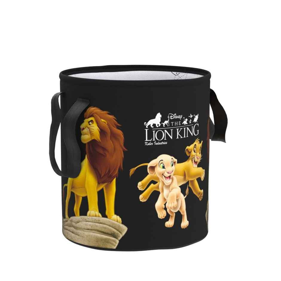 Kuber Industries Canvas 45 L Disney The Lion King Print Laundry Bag/Bin with Lid & Handles (Black)