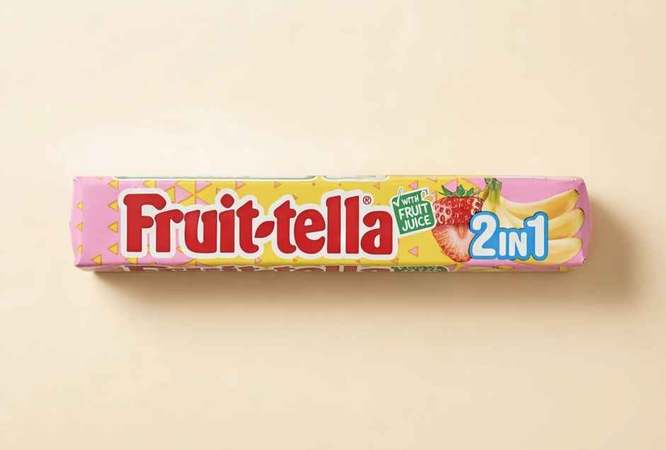 Fruit-Tella 2 In 1 Strawberry & Banana Flavour Chewy Candy