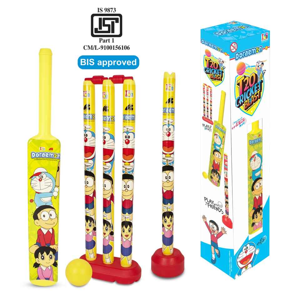Itoys T20 Cricket Blast 4 Wickets With Bat No 4-doraemon (Colour May Vary)