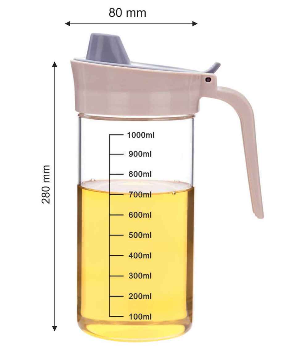 Signoraware Glass Oil Dispenser & Pourer | 1000 ml | Clear | Oil Pourer Bottle