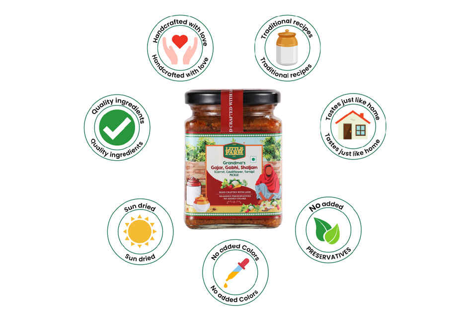 The Little Farm Co. Mixed Gobhi Gajar Shalgum Pickle | Achaar | Made With Jaggery