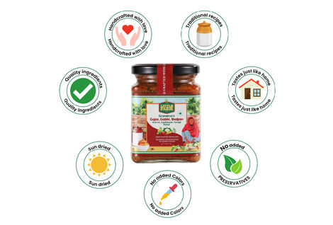 The Little Farm Co. Mixed Gobhi Gajar Shalgum Pickle | Achaar | Made With Jaggery