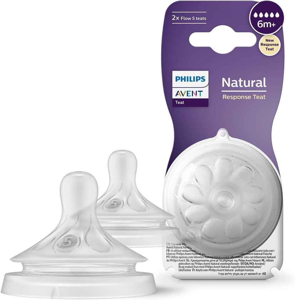 Philips Avent Natural Response Bottle Teat | Flow 5 | 6m+ | Pack of 2 | SCY965/02