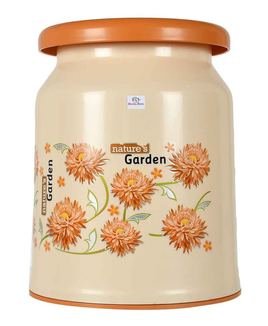 Kuber Industries Flower Design Multipurposes Plastic Sitting Stool (Cream) (HS39KUBMART023880)