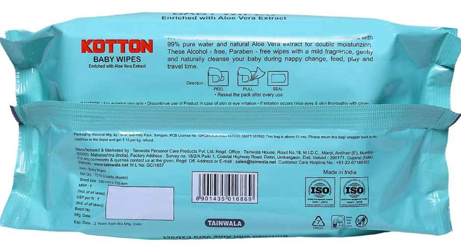 Kotton Baby Wipes Aloe Vera For Kids | 0 - 3 years Combo