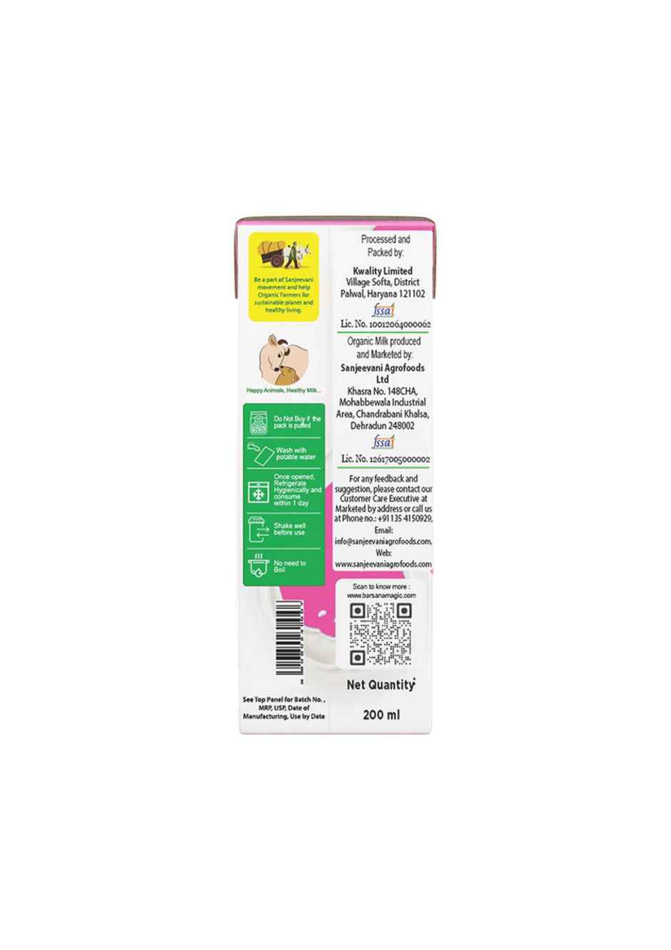Sanjeevani Organic Cow Milk UHT |Tetra Pack