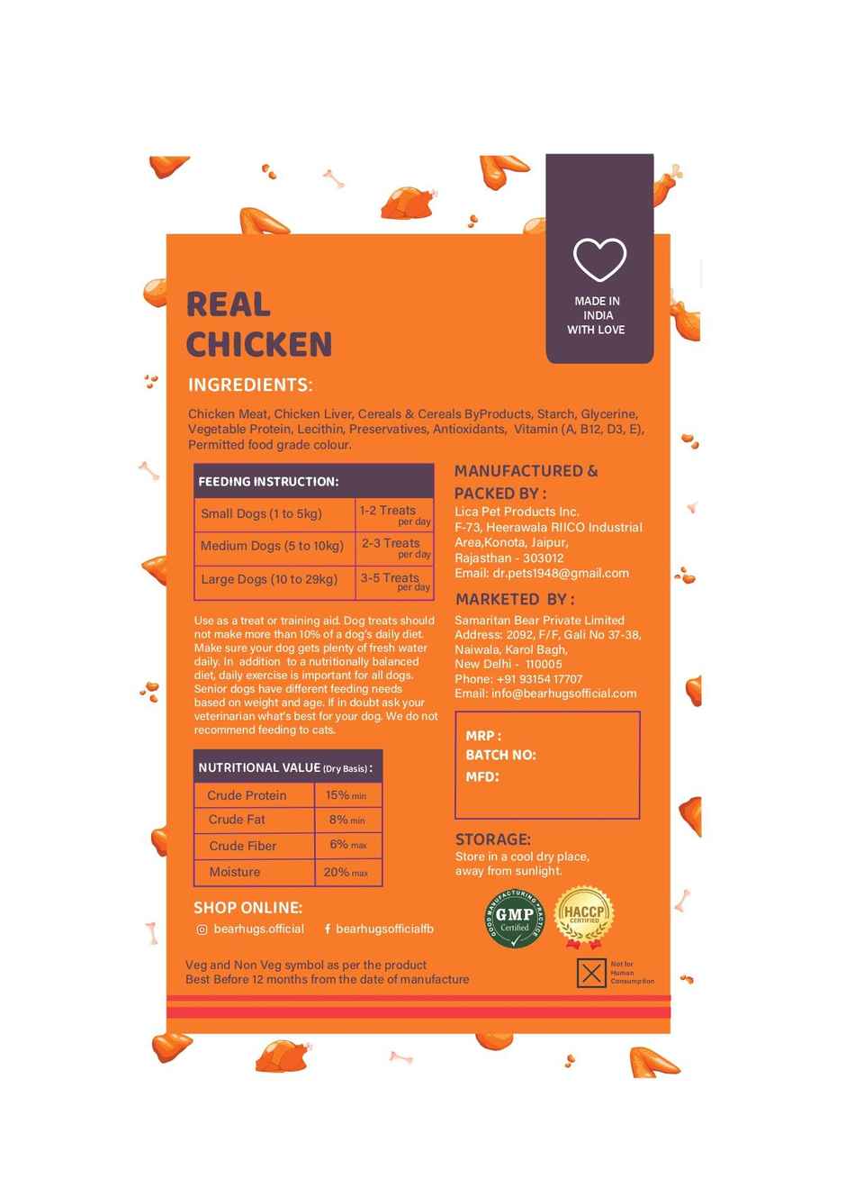 Bearhugs Real Chicken Sticks Dog Treat