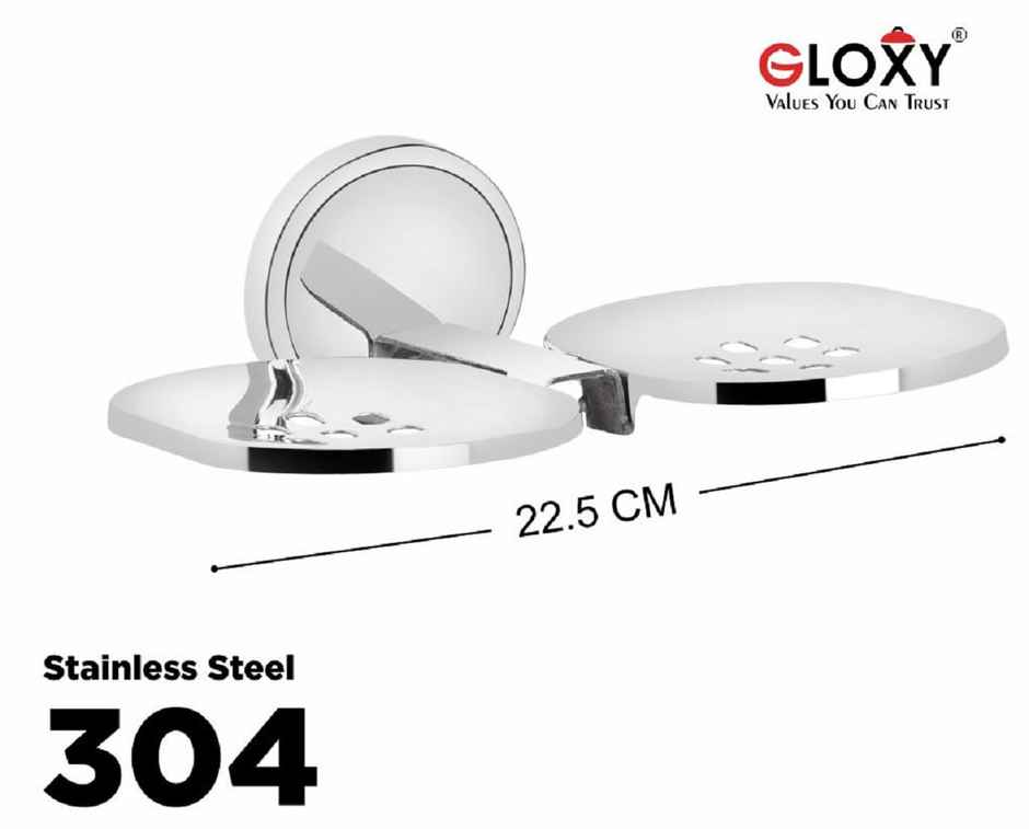 GLOXY Double Soap Holder for Bathroom Rust Proof Soap Stand Bathroom Accessories SS202