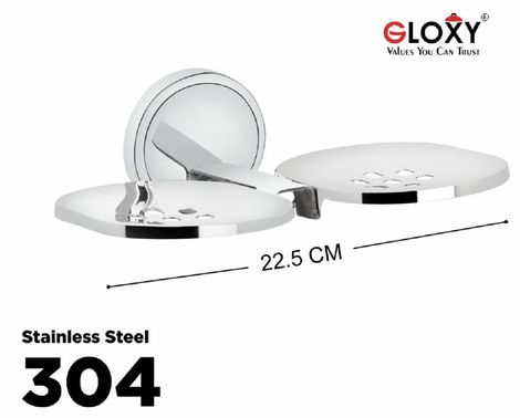 GLOXY Double Soap Holder for Bathroom Rust Proof Soap Stand Bathroom Accessories SS202