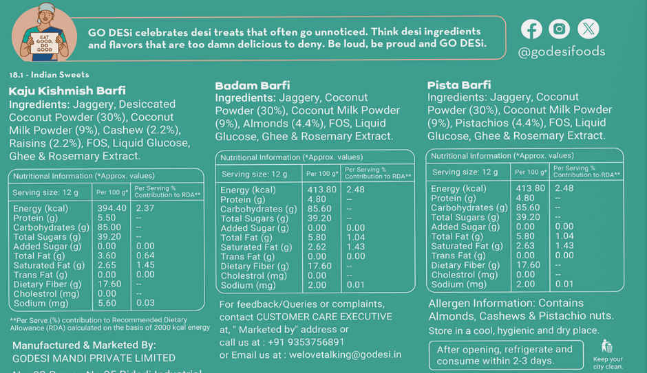 GO DESi Assorted Coconut Barfi | Kaju Kishmish | Badam | Pista | Burfi