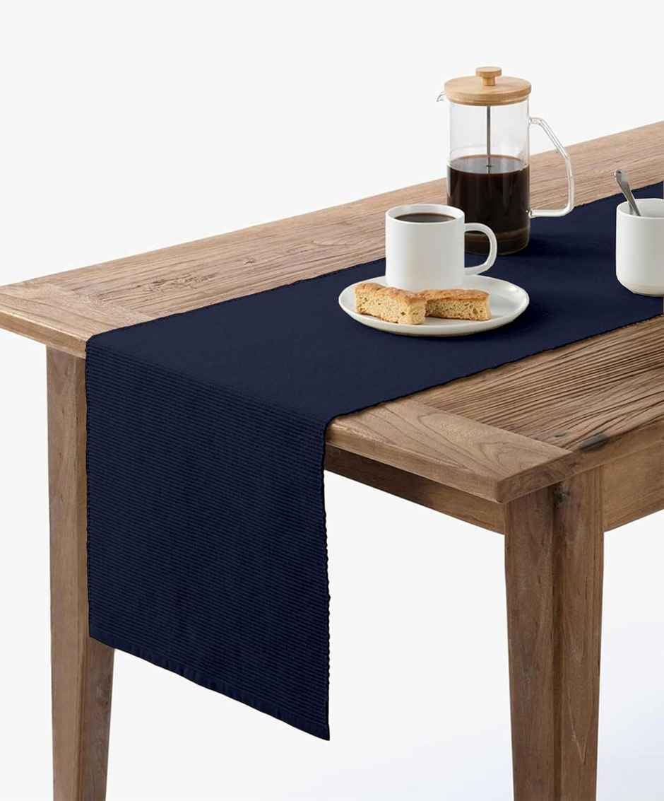 Lushomes Table Runner - Ribbed Navy Blue | 13 x 71 inch
