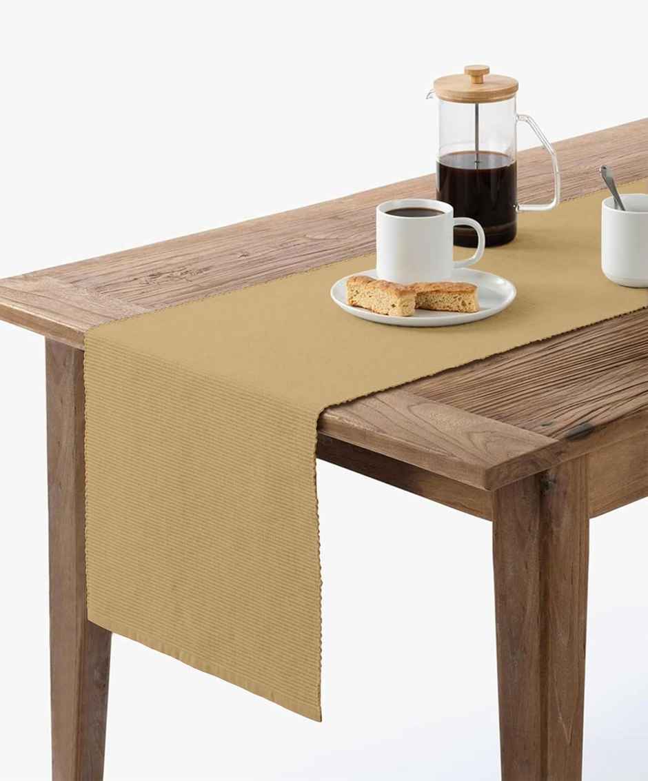 Lushomes Table Runner - Beige | Ribbed | 13 x 71 inch