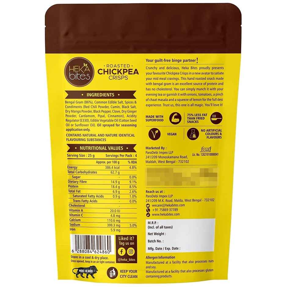 Heka Bites Roasted Chana Jor | Indian Herbs | Low Calorie & Healthy Snacks