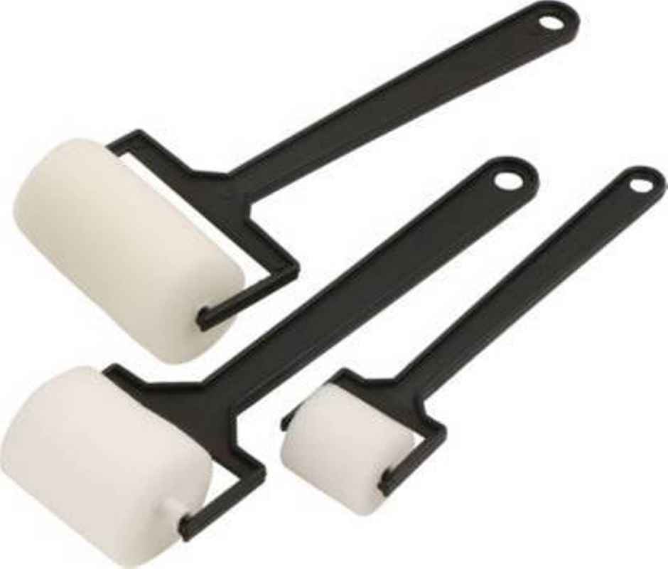 Chrome Plain Foam Roller Brushes For Painting, Art And Craft Projects, Set Of 3