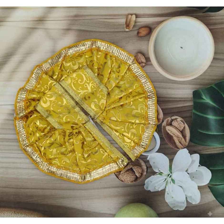 Gullak Laddu Gopal Foil Print Poshak | Yellow | Size 1