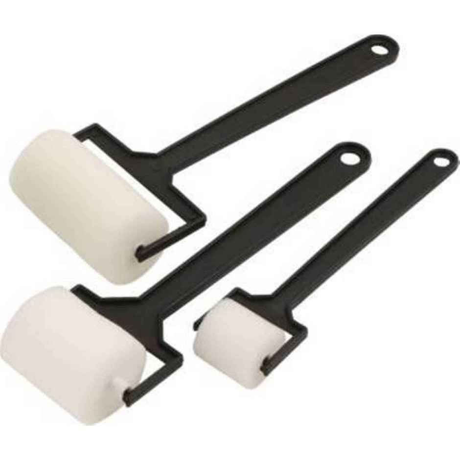 Chrome Plain Foam Roller Brushes For Painting, Art And Craft Projects, Set Of 3