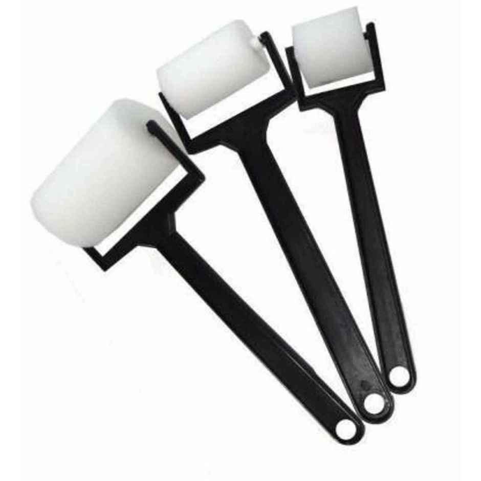 Chrome Plain Foam Roller Brushes For Painting, Art And Craft Projects, Set Of 3