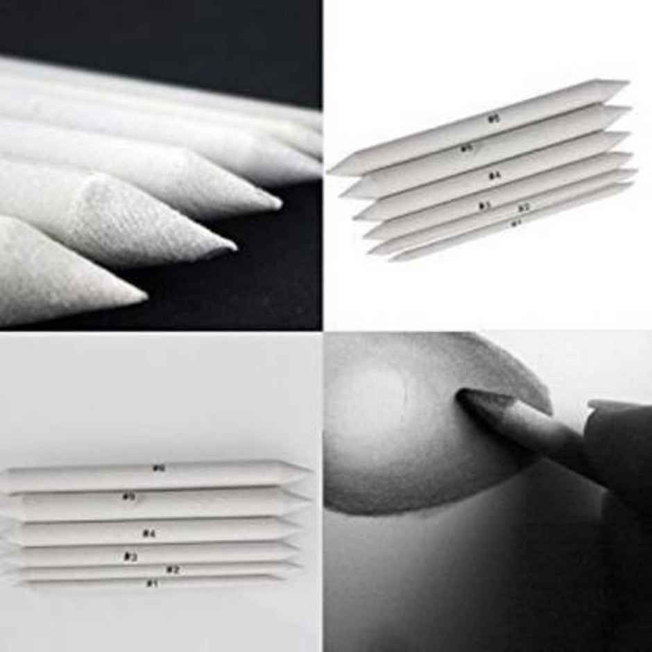 Chrome 6 Pcs Blending Stumps And Tortillions Paper Art Blenders For Student Artist Charcoal Sketch